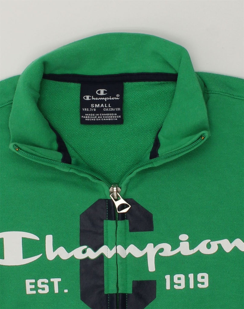 CHAMPION Boys Graphic Tracksuit Top Jacket 7-8 Years Small Green Cotton | Vintage Champion | Thrift | Second-Hand Champion | Used Clothing | Messina Hembry 