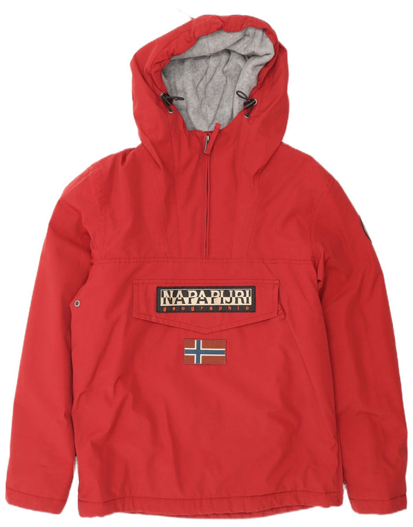 Napapijri Mens Geographic Graphic Hooded Anorak Jacket UK 36 Small Red