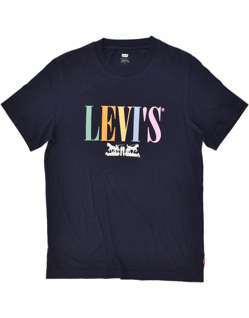 LEVI'S Mens Graphic T-Shirt Top Medium Navy Blue Cotton | Vintage Levi's | Thrift | Second-Hand Levi's | Used Clothing | Messina Hembry 