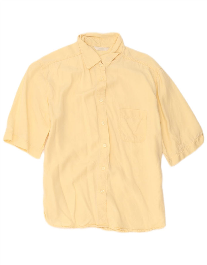 Marks & Spencer Womens Short Sleeve Shirt UK 10 Small Yellow Lyocell