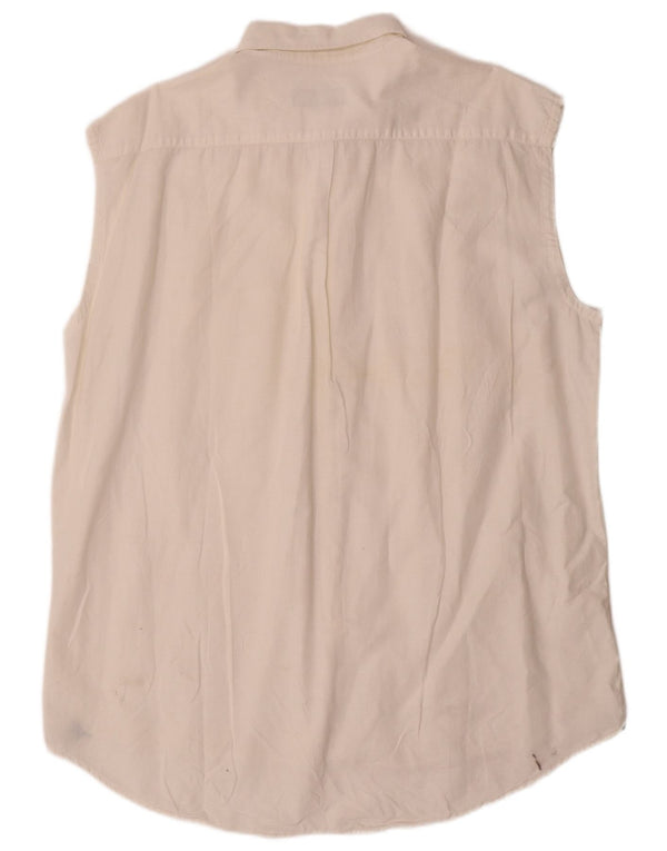 Best Company Mens Sleeveless Shirt XL White Linen
