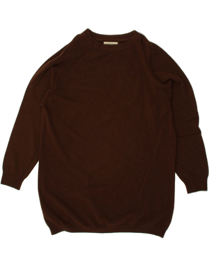 BENETTON Womens Crew Neck Jumper Sweater UK 14 Medium Brown Wool | Vintage Benetton | Thrift | Second-Hand Benetton | Used Clothing | Messina Hembry 