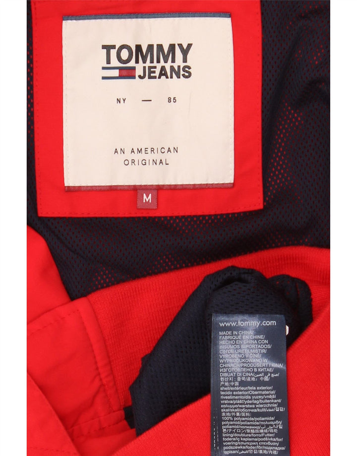 Tommy Jeans Mens Bomber Jacket UK 38 Medium Red Polyester