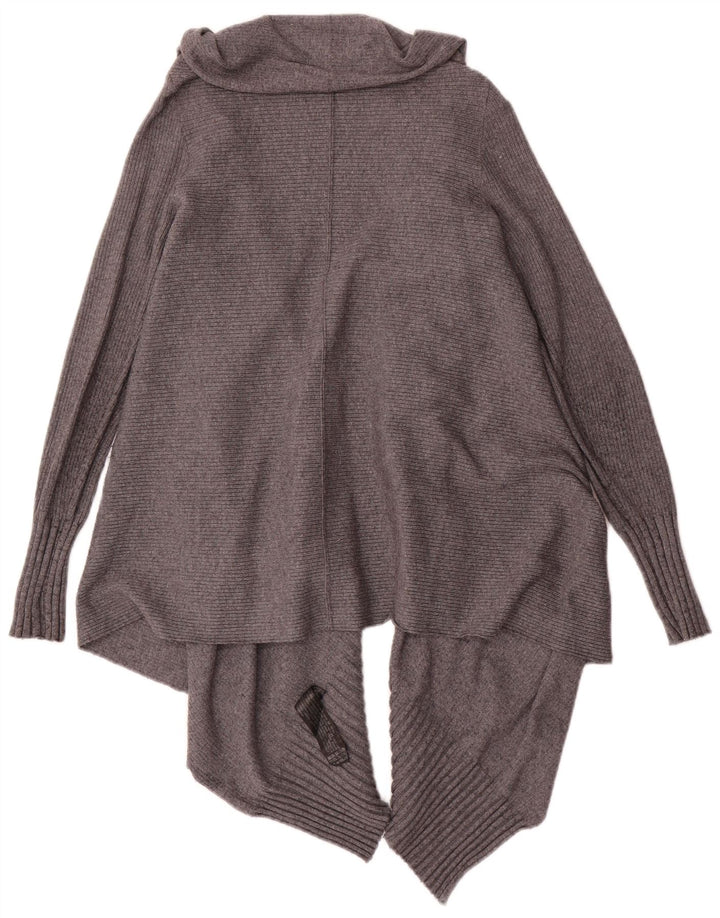 Zara Womens Asymmetric Open Cardigan Sweater UK 14 Medium Grey Viscose