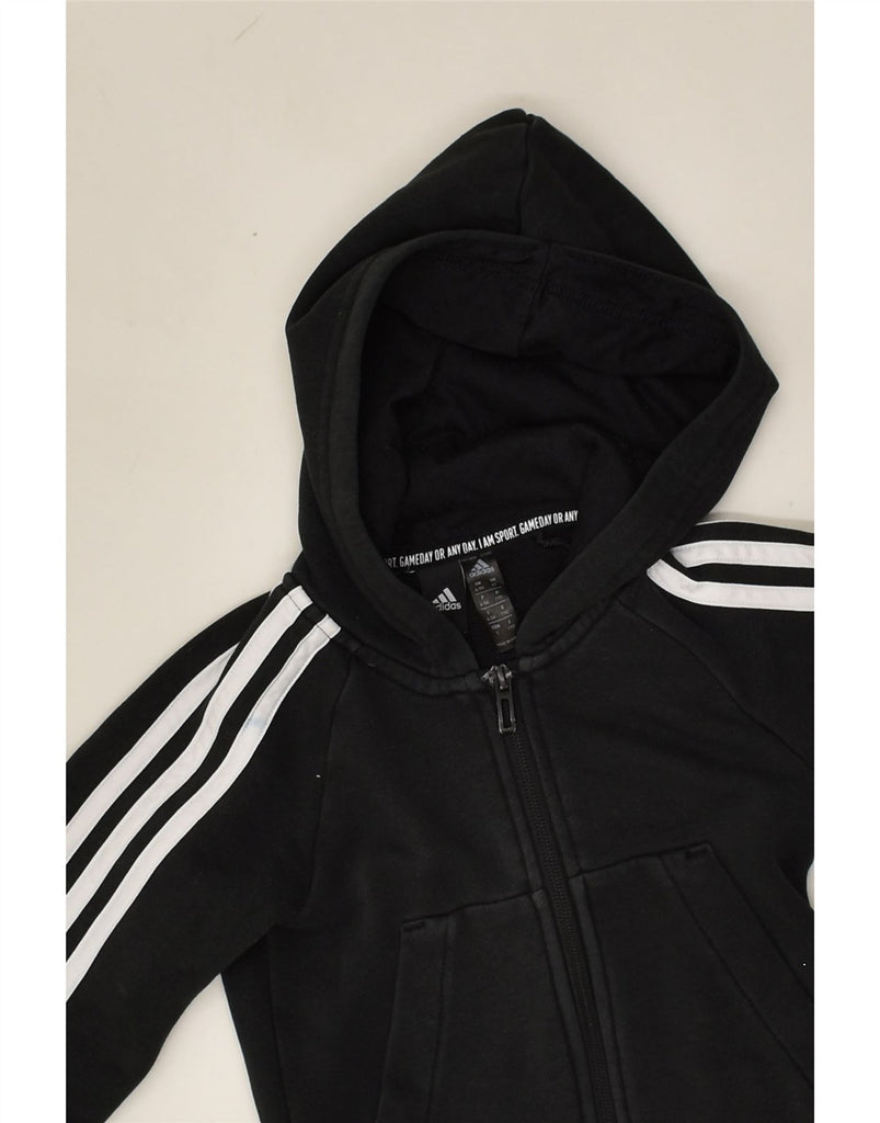 ADIDAS Boys Zip Hoodie Sweater 4-5 Years Black Cotton | Vintage Adidas | Thrift | Second-Hand Adidas | Used Clothing | Messina Hembry 