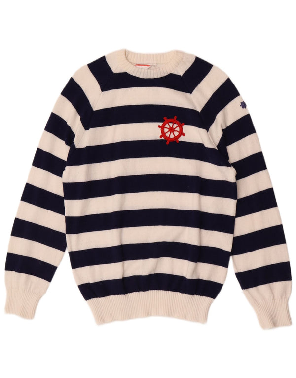 Nuova Moda Womens Boat Neck Jumper Sweater IT 50 XL Navy Blue Striped