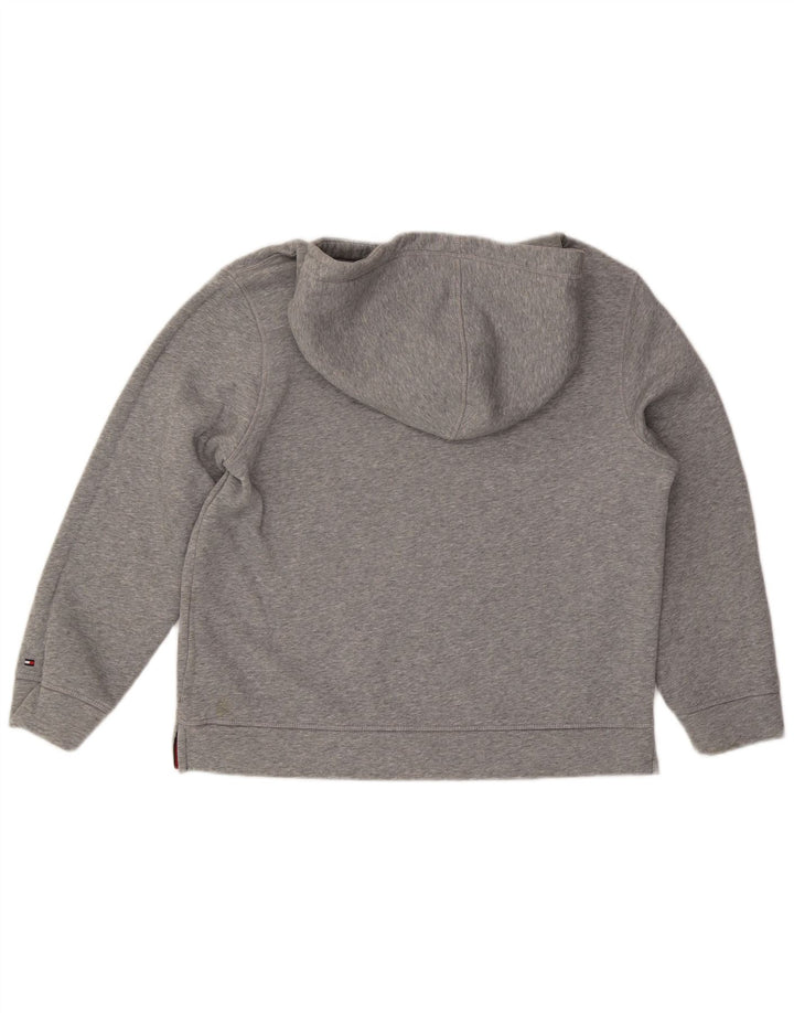 TOMMY HILFIGER Womens Oversized Graphic Hoodie Jumper UK 14 Medium Grey