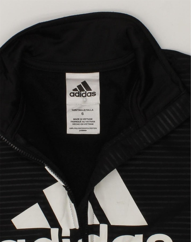 ADIDAS Boys Graphic Tracksuit Top Jacket 5-6 Years Black Striped Polyester | Vintage Adidas | Thrift | Second-Hand Adidas | Used Clothing | Messina Hembry 