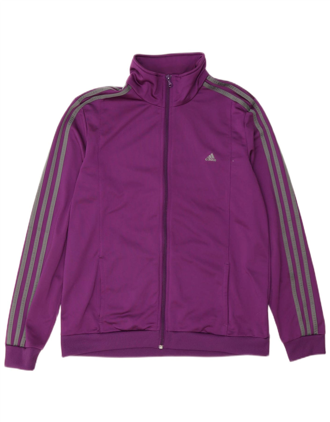 Adidas Womens Tracksuit Top Jacket UK 16/18 Large Purple Polyester