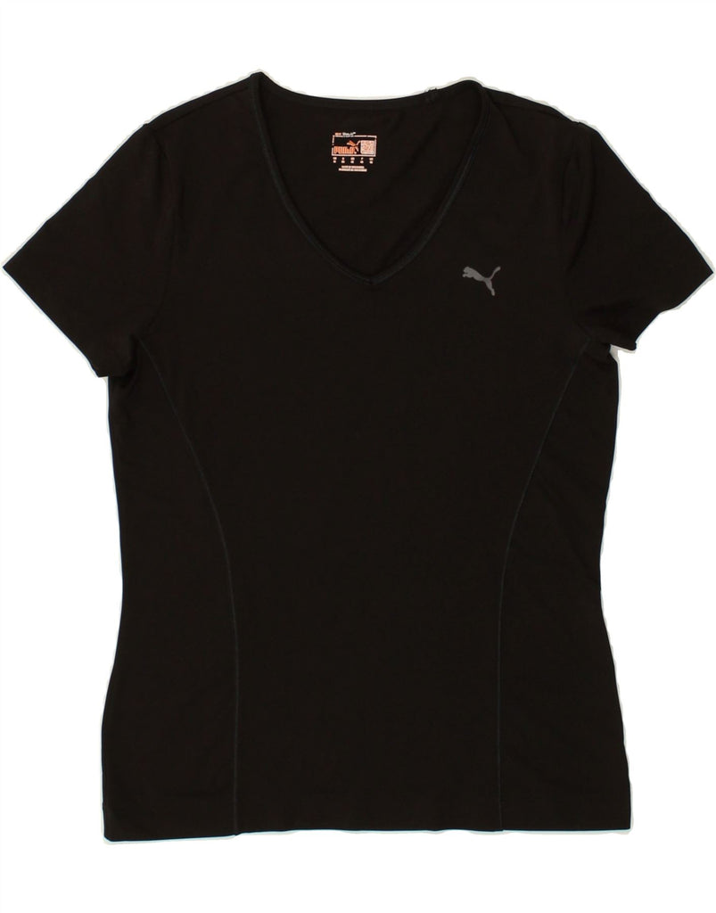 PUMA Womens T-Shirt Top UK 12 Medium Black | Vintage Puma | Thrift | Second-Hand Puma | Used Clothing | Messina Hembry 