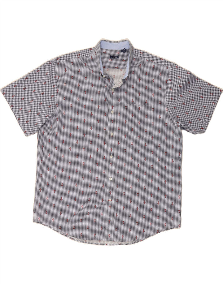 IZOD Mens Short Sleeve Shirt XL Blue Spotted Cotton Vintage Izod and Second-Hand Izod from Messina Hembry 