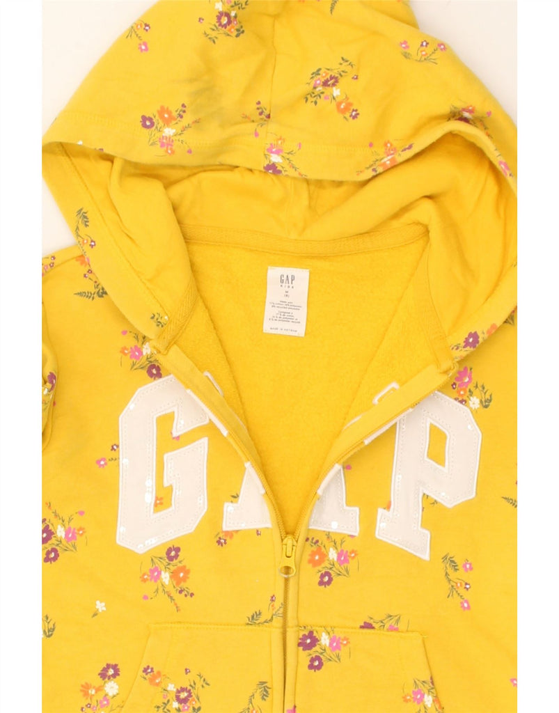 GAP Girls Graphic Zip Hoodie Sweater 7-8 Years Medium  Yellow Floral | Vintage Gap | Thrift | Second-Hand Gap | Used Clothing | Messina Hembry 