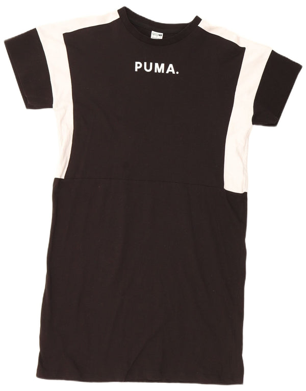 Puma Womens T-Shirt Dress UK 14 Large Black Colourblock Cotton
