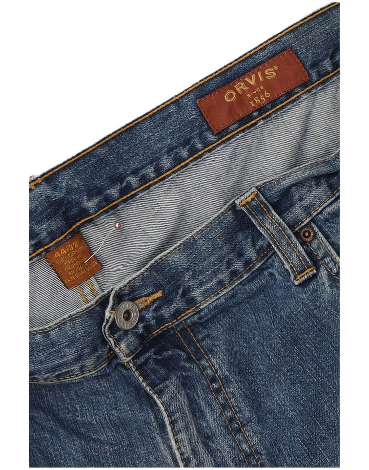 Orvis Mens Straight Jeans W44 L30 Blue Cotton