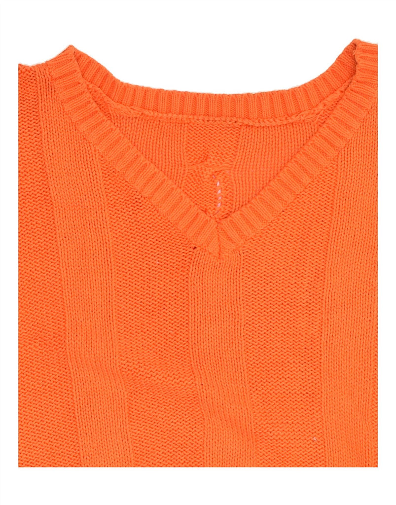 VINTAGE Womens Short Sleeve V-Neck Jumper Sweater UK 14 Medium Orange | Vintage Vintage | Thrift | Second-Hand Vintage | Used Clothing | Messina Hembry 