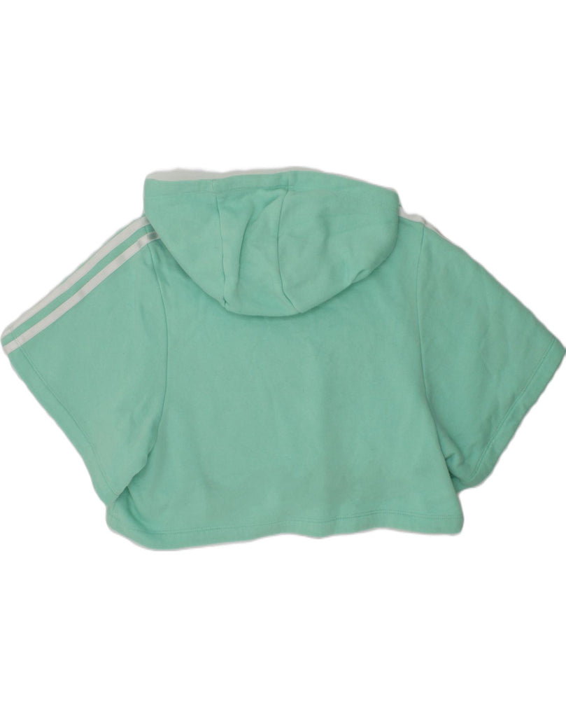 ADIDAS Girls Oversized Short Sleeve Hoodie Jumper 9-10 Years Turquoise | Vintage Adidas | Thrift | Second-Hand Adidas | Used Clothing | Messina Hembry 