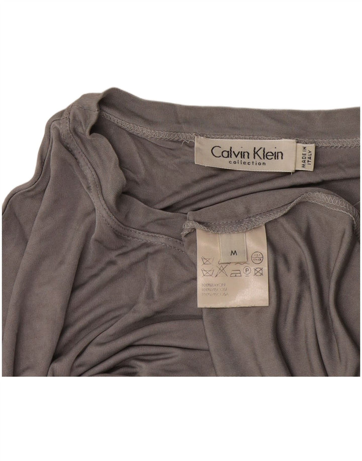 Calvin Klein Womens Crop T-Shirt Top UK 14 Medium Grey Rayon