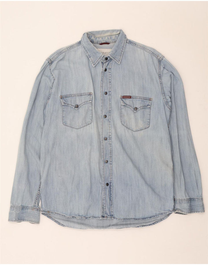 Carrera Mens Denim Shirt Large Blue Cotton