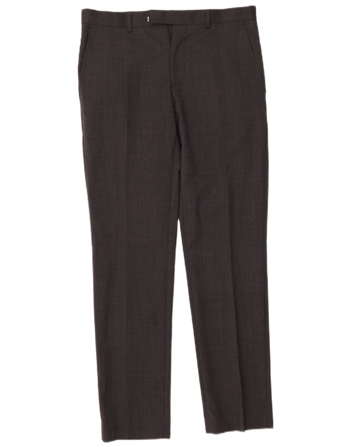 Dkny Mens Slim Suit Trousers W32 L31 Grey Wool