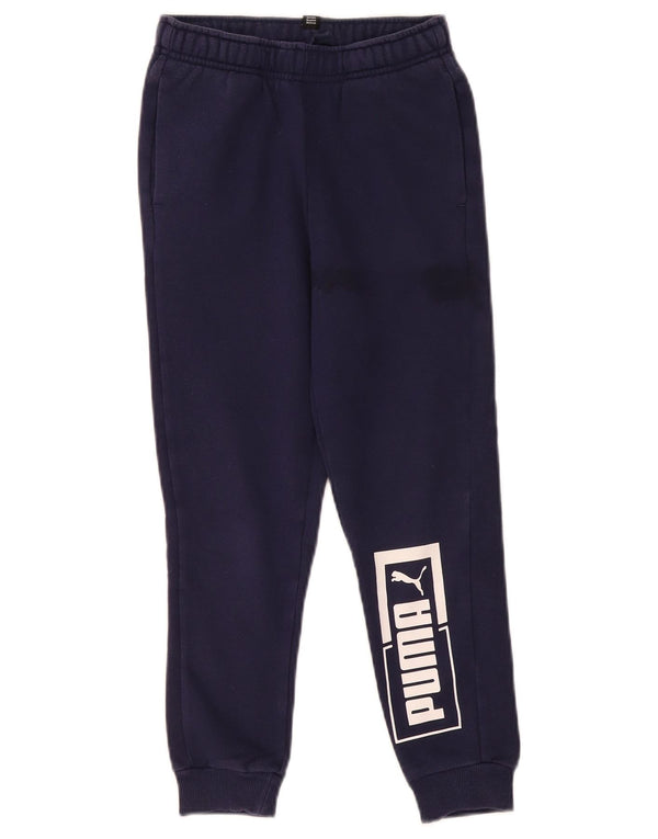 Puma Boys Graphic Tracksuit Trousers Joggers 9-10 Years Navy Blue