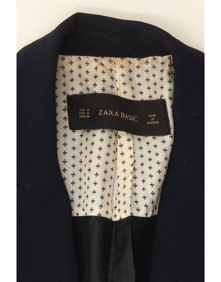Zara Womens 1 Button Blazer Jacket UK 12 Medium Navy Blue