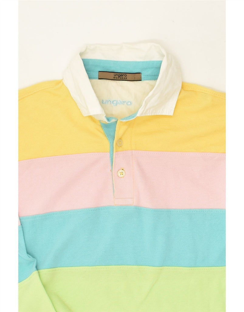 UNGARO Mens Long Sleeve Polo Shirt Small Multicoloured Striped Cotton | Vintage Ungaro | Thrift | Second-Hand Ungaro | Used Clothing | Messina Hembry 