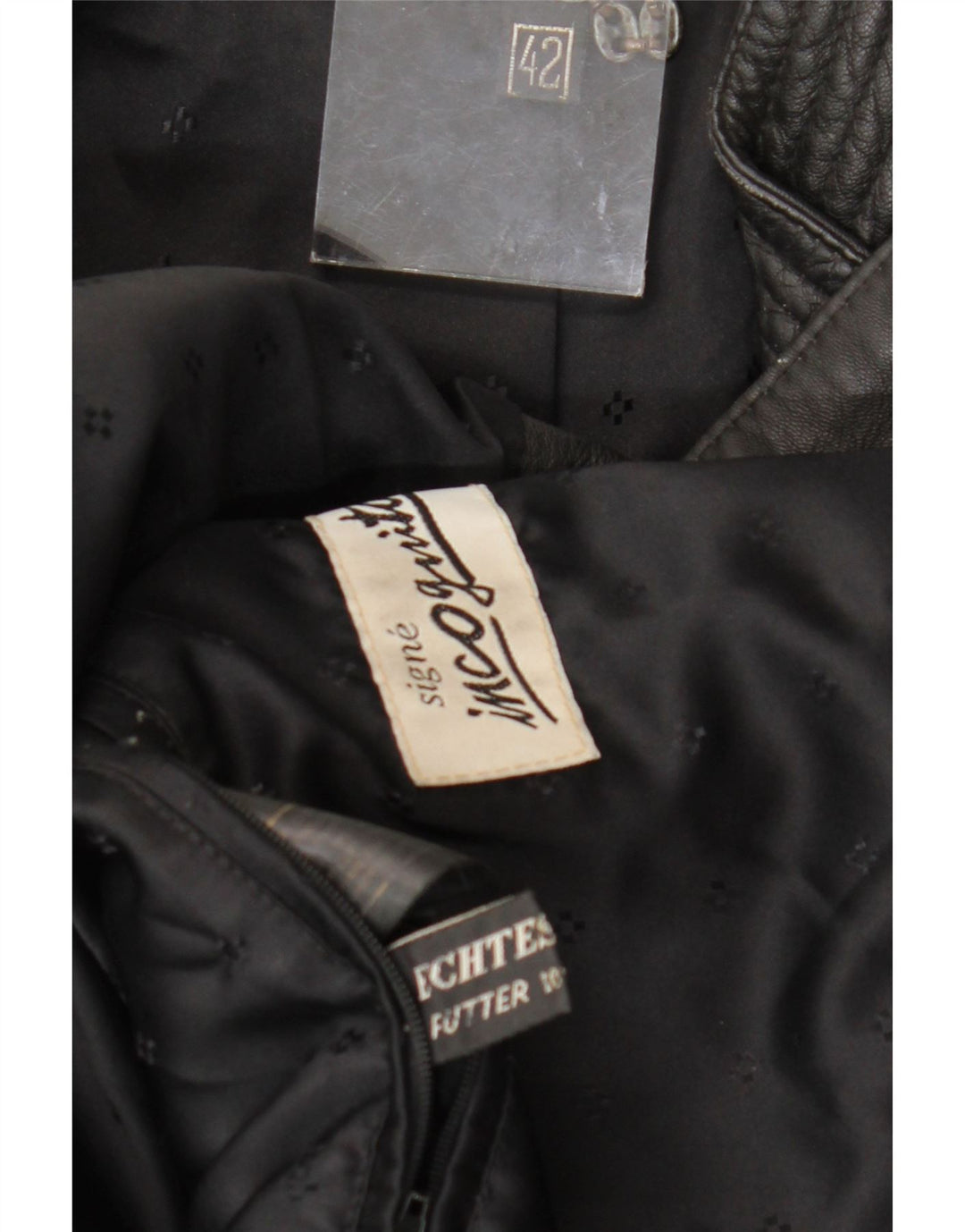 SIGNE INCOGNITO Womens Leather Jacket IT 42 Medium Black Leather Vintage Signe Incognito and Second-Hand Signe Incognito from Messina Hembry 