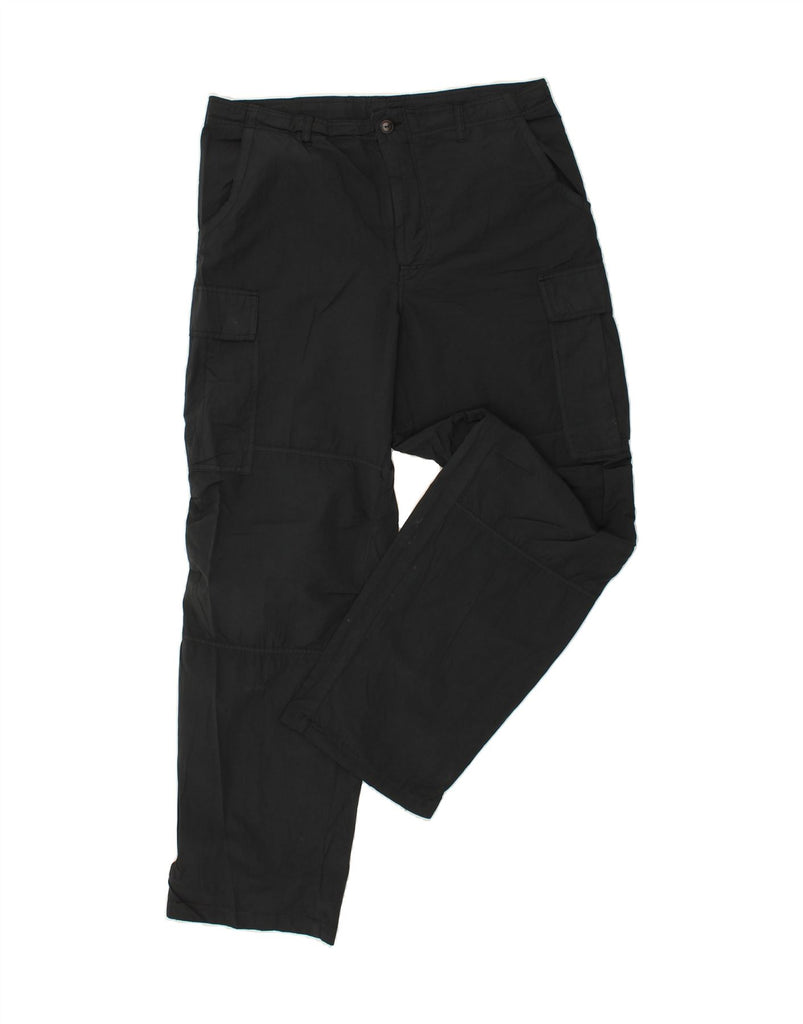 VINTAGE Mens Straight Cargo Trousers IT 48 Medium W36 L31 Black Cotton Vintage Vintage and Second-Hand Vintage from Messina Hembry 