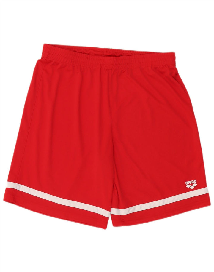 Arena Mens Sport Shorts Large Red Colourblock Polyester
