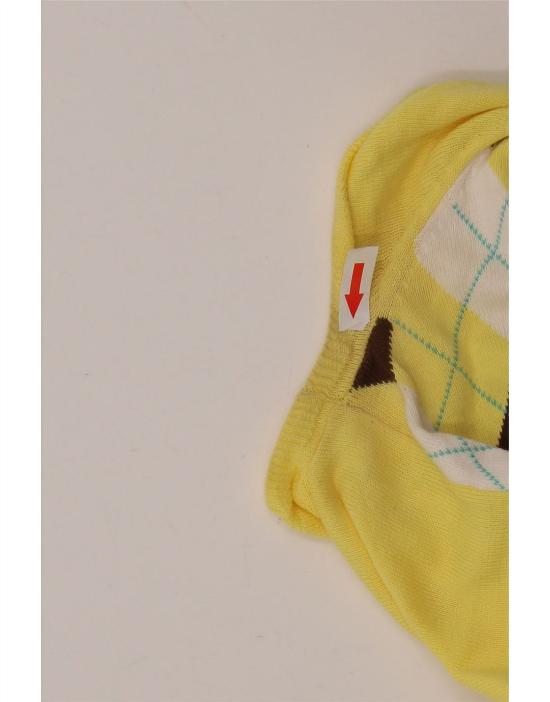 J. CREW Womens V-Neck Jumper Sweater UK 12 Medium Yellow Argyle/Diamond