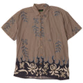 Vintage Mens Short Sleeve Shirt Large Grey Floral Cotton
