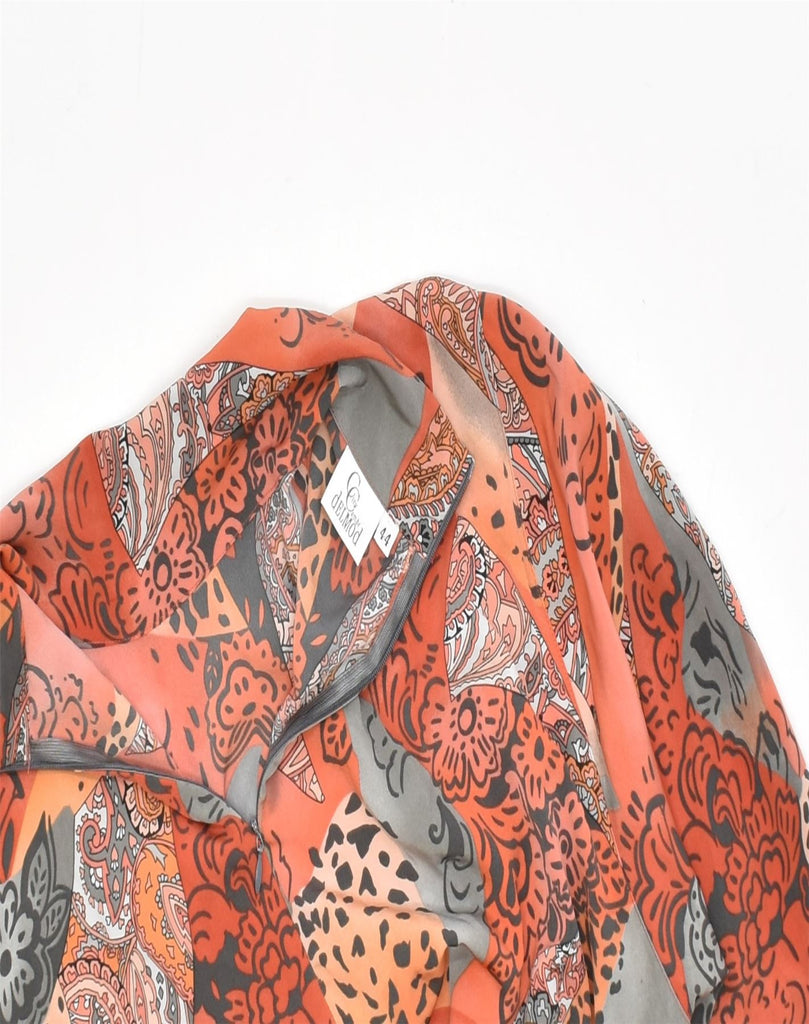DELMOD Womens Blouse Top EU 44 XL Orange Floral Viscose | Vintage | Thrift | Second-Hand | Used Clothing | Messina Hembry 