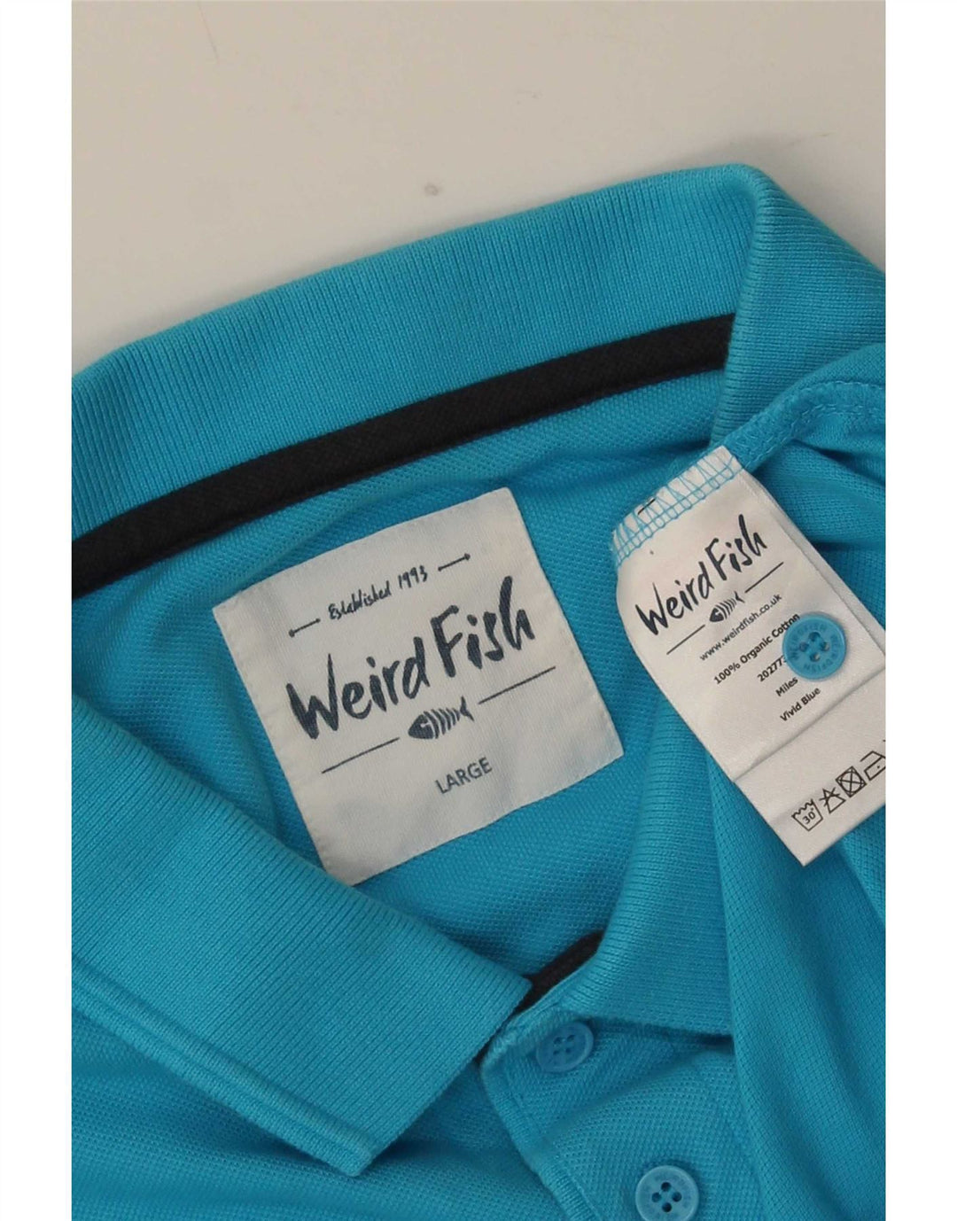 Weird Fish Mens Polo Shirt Large Blue Cotton