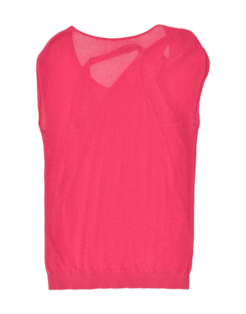 HUGO BOSS Womens Knit Sleeveless Blouse Top UK 12 Medium Pink Cotton Vintage Hugo Boss and Second-Hand Hugo Boss from Messina Hembry 