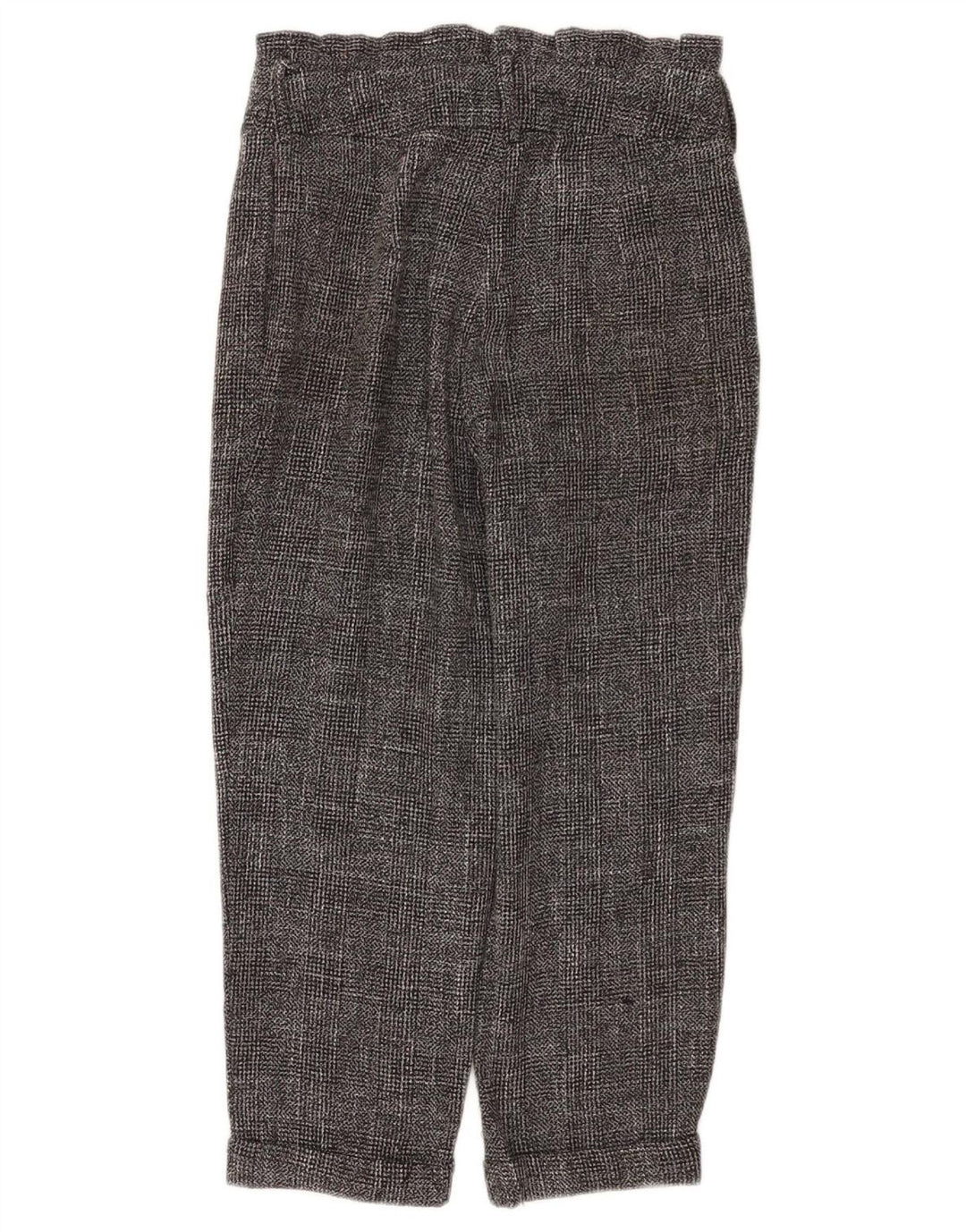 Topshop Womens Cropped Trousers UK 10 Small W28 L22 Grey Check Polyester