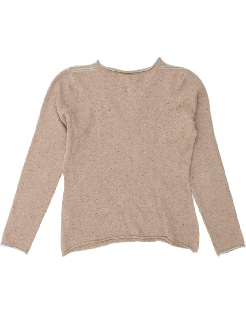 TIMBERLAND Womens V-Neck Jumper Sweater UK 14 Medium Beige Flecked Wool | Vintage Timberland | Thrift | Second-Hand Timberland | Used Clothing | Messina Hembry 