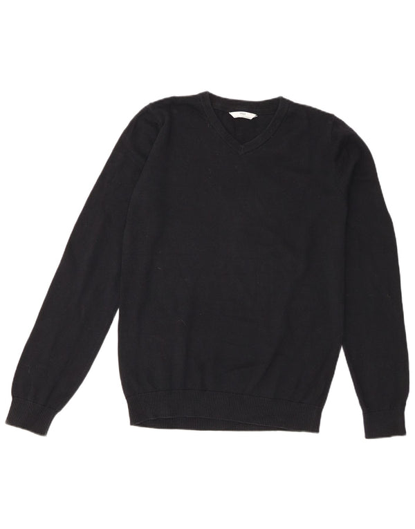 Marks & Spencer Boys V-Neck Jumper Sweater 14-15 Years Black Cotton