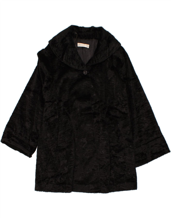 VINTAGE Womens Faux Fur Overcoat UK  12 Medium  Black Viscose Vintage Vintage and Second-Hand Vintage from Messina Hembry 