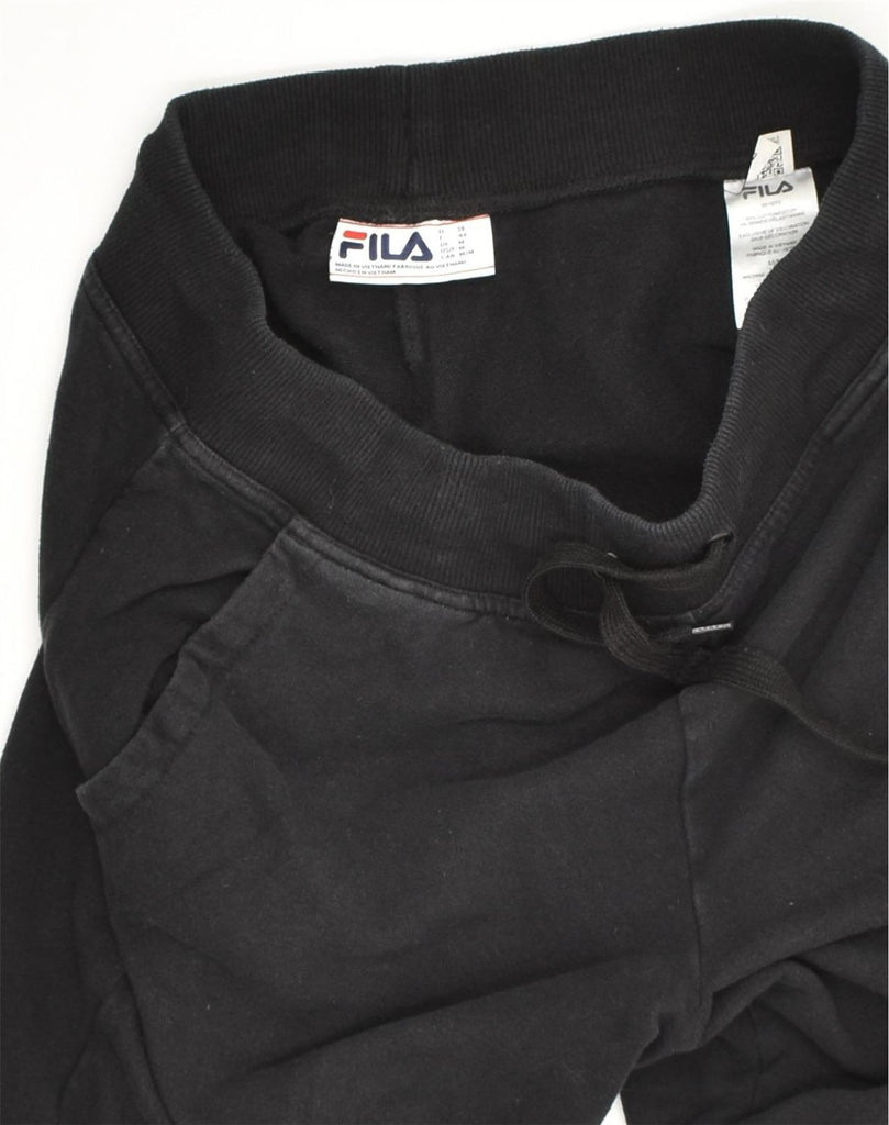 FILA Womens Tracksuit Trousers Joggers UK 12 Medium Black Cotton | Vintage Fila | Thrift | Second-Hand Fila | Used Clothing | Messina Hembry 