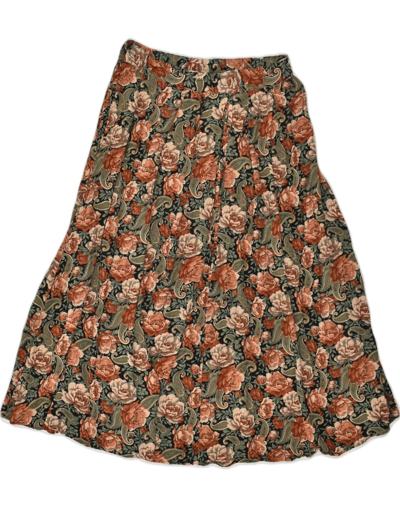 VINTAGE Womens Pleated A-Line Skirt UK 10 Small W26 Brown Floral | Vintage Vintage | Thrift | Second-Hand Vintage | Used Clothing | Messina Hembry 