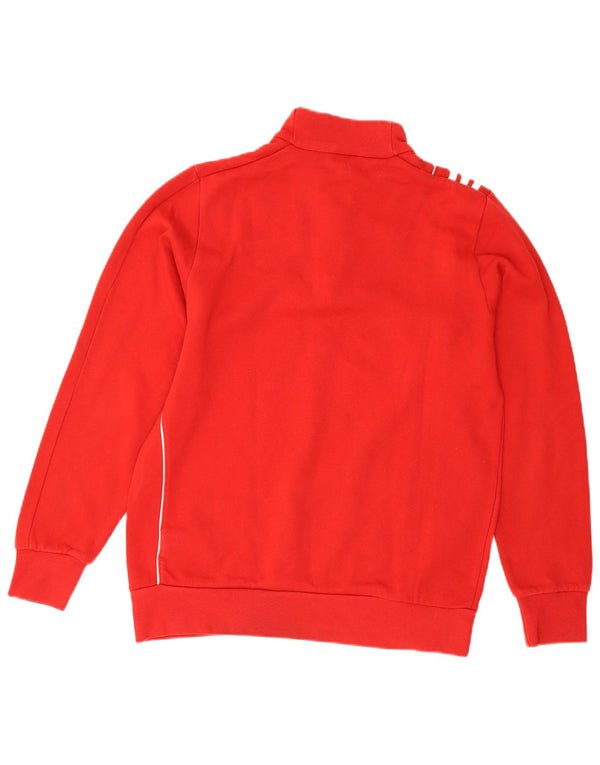 Adidas Boys Zip Neck Sweatshirt Jumper 15-16 Years Red Colourblock Cotton