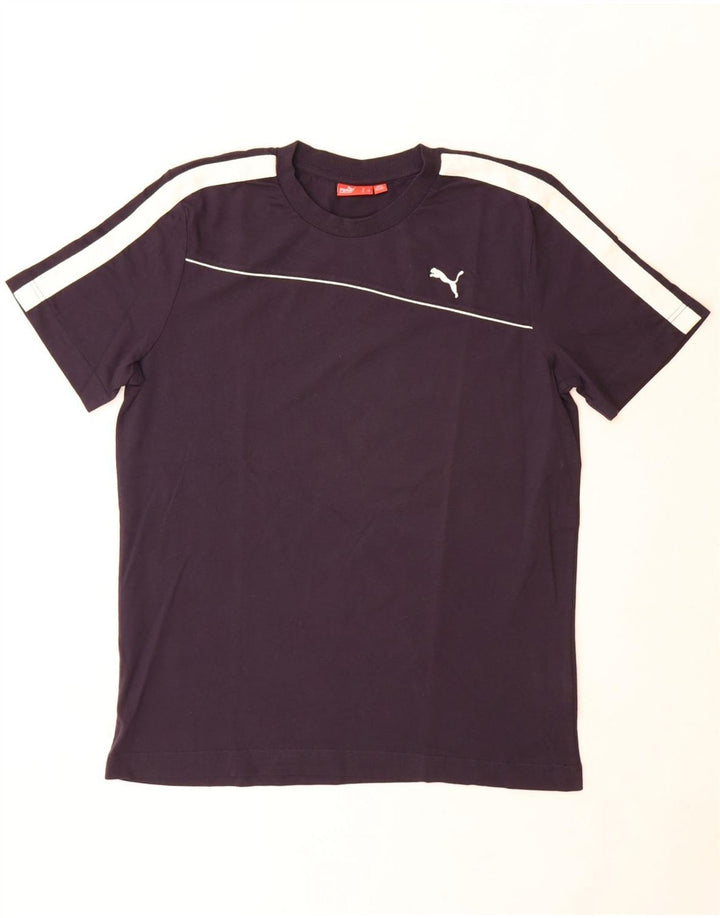 Puma Mens T-Shirt Top Large Navy Blue Colourblock Cotton