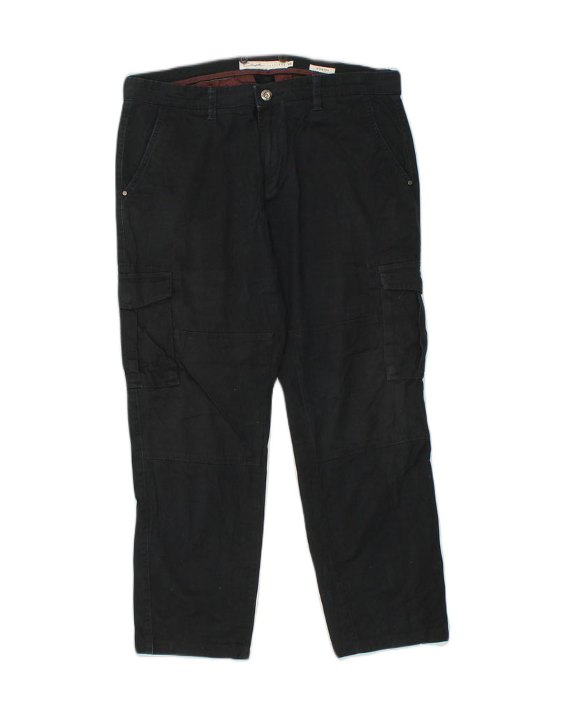 CLAYTON Mens Straight Cargo Trousers IT 48 Medium W35 L27 Black Cotton | Vintage Clayton | Thrift | Second-Hand Clayton | Used Clothing | Messina Hembry 