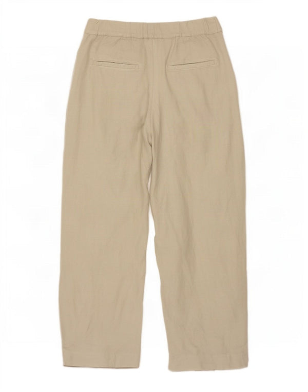 Zara Womens Wide Leg Capri Trousers Small W26 L22 Beige Viscose