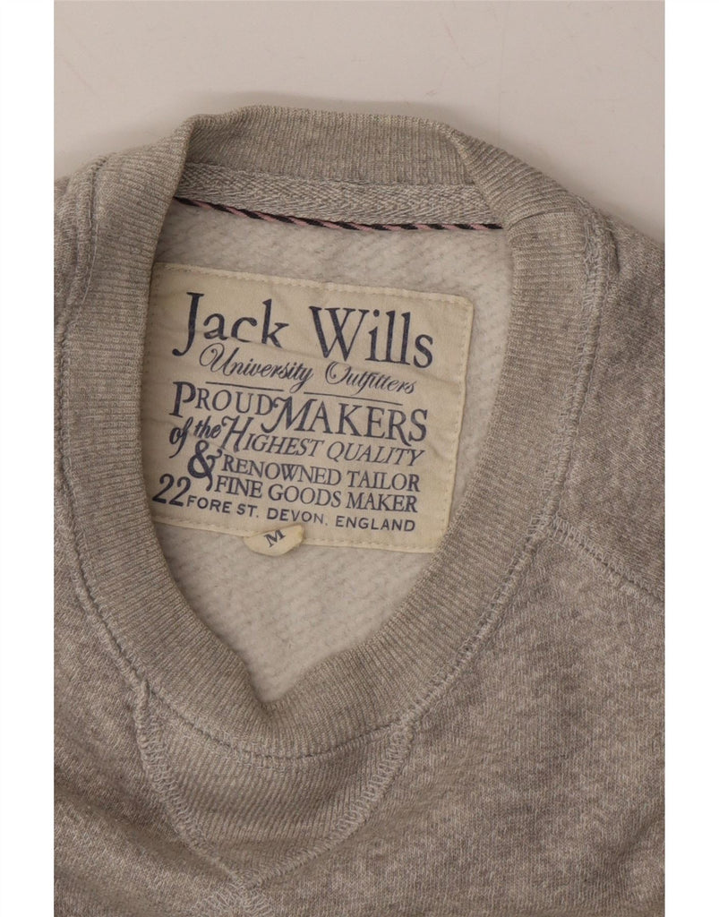 JACK WILLS Mens Graphic Sweatshirt Jumper Medium Grey Cotton Vintage Jack Wills and Second-Hand Jack Wills from Messina Hembry 