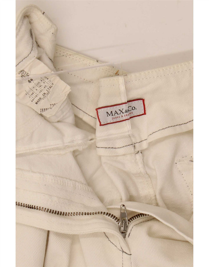 Max & Co. Womens Denim Skirt UK 12 Medium W30 White Cotton