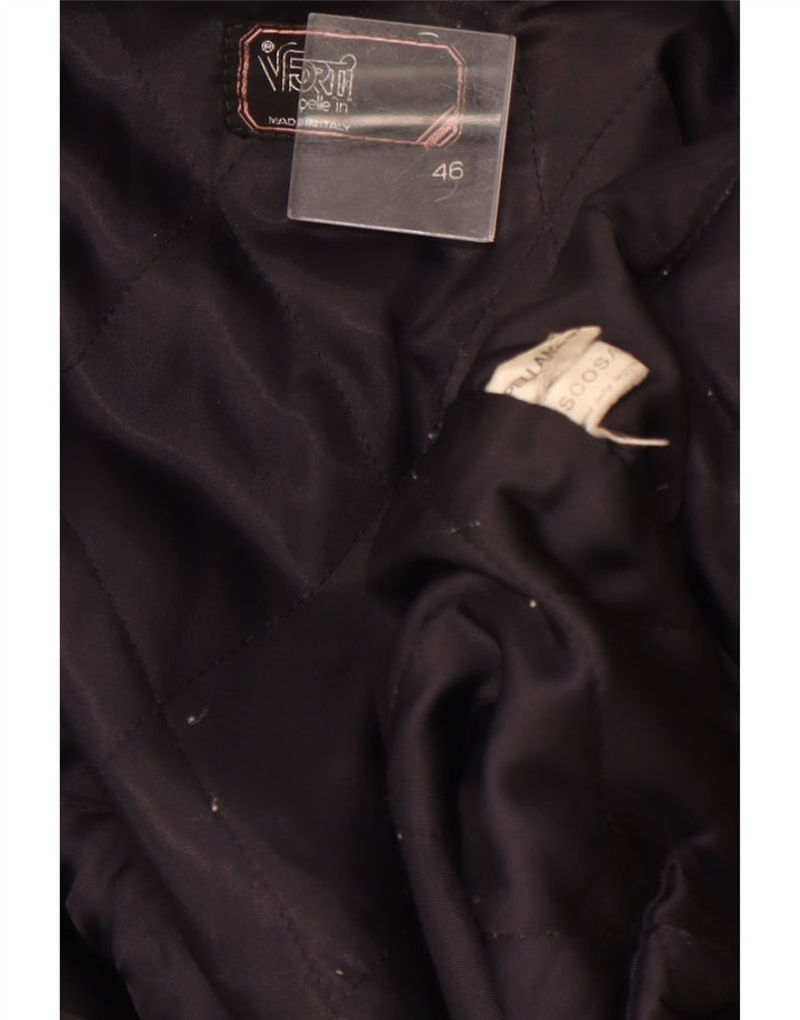 VITTORIO FORTI Womens Bomber Jacket IT 46 Large Navy Blue Viscose