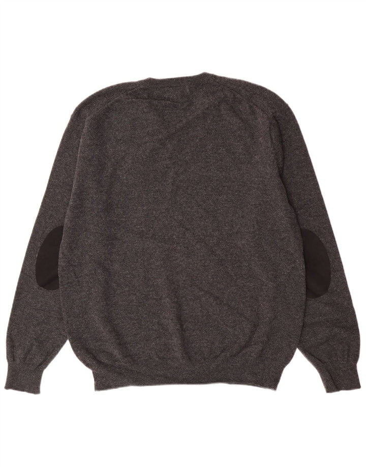 Gant Mens V-Neck Jumper Sweater 2XL Grey Lambswool