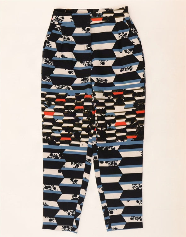 Topshop Womens Tapered Chino Trousers UK 4 XS W24 L24 Blue Geometric