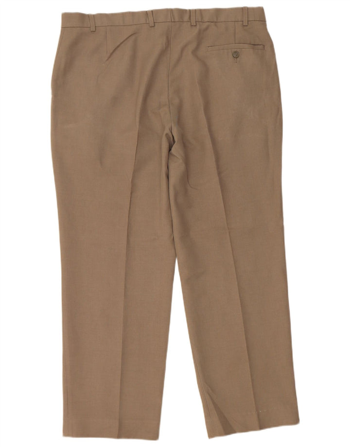 MARKS & SPENCER Mens Straight Suit Trousers W38 L29 Beige Polyester